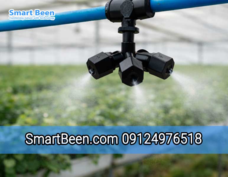 نازل مه پاش چهار طرفه مشکی مخصوص گلخانه - به همراه پایه نازل